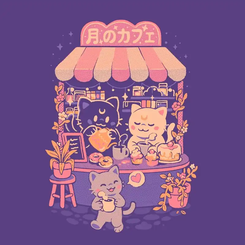 Moon Cafe Anime Kawaii Cat Aesthetic Coffee Shop 1 Popular