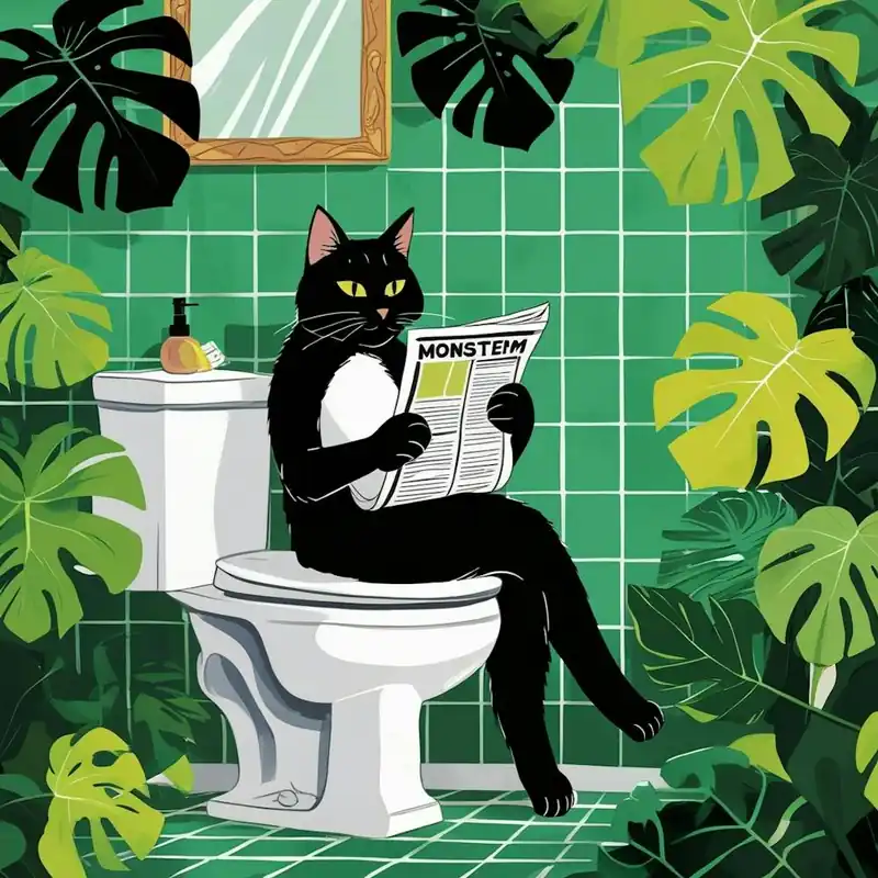 Buy Today Cat Reading Newspaper on toilet 3