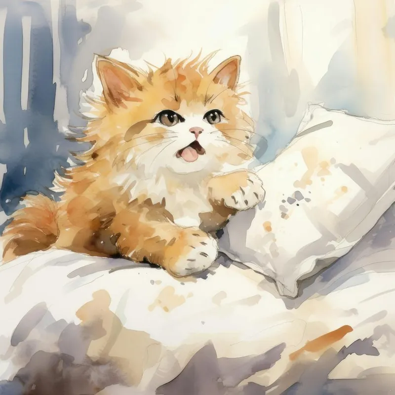 Watercolor Kitten Painting Free Delivery
