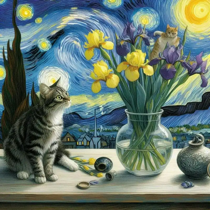 Starry Night with vase Hassle-Free Returns