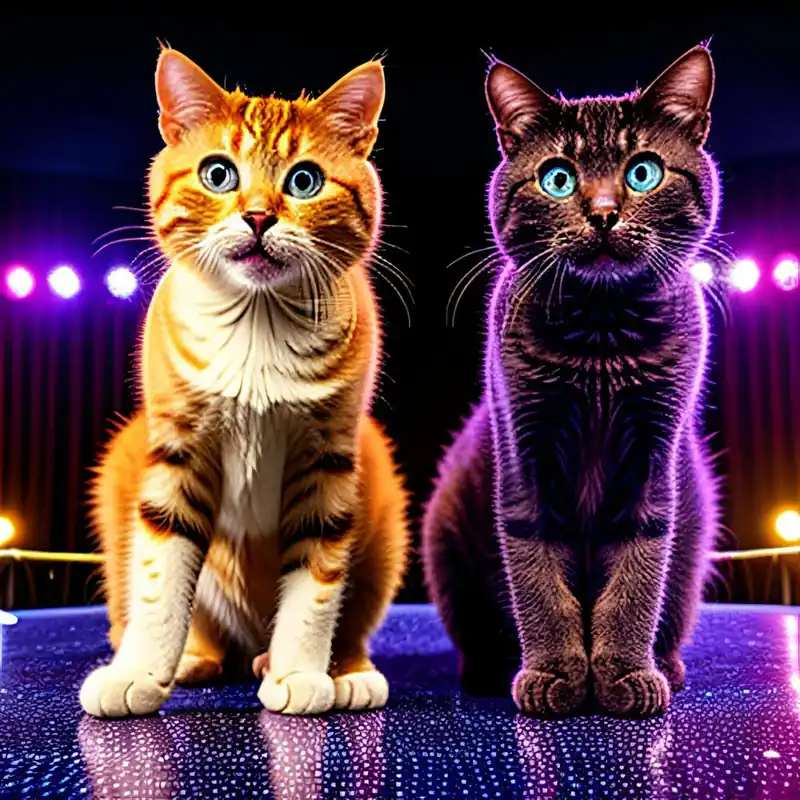Two Cats On Stage Same Day Shipping