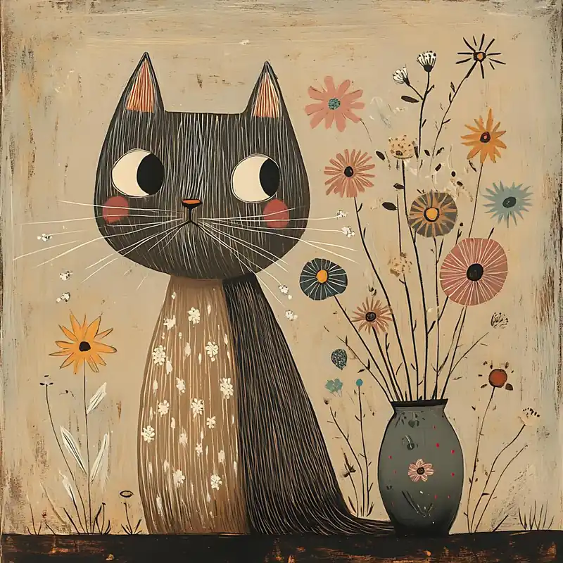 Cat With Flowers 18 Order Now