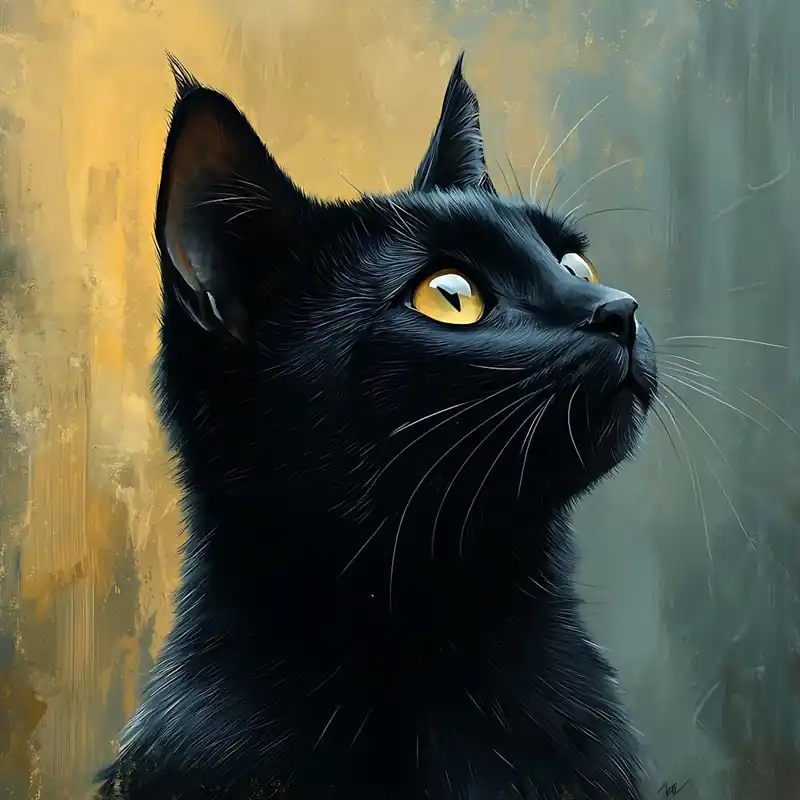 Black Cat Serene Oil Painting 1 Place Order