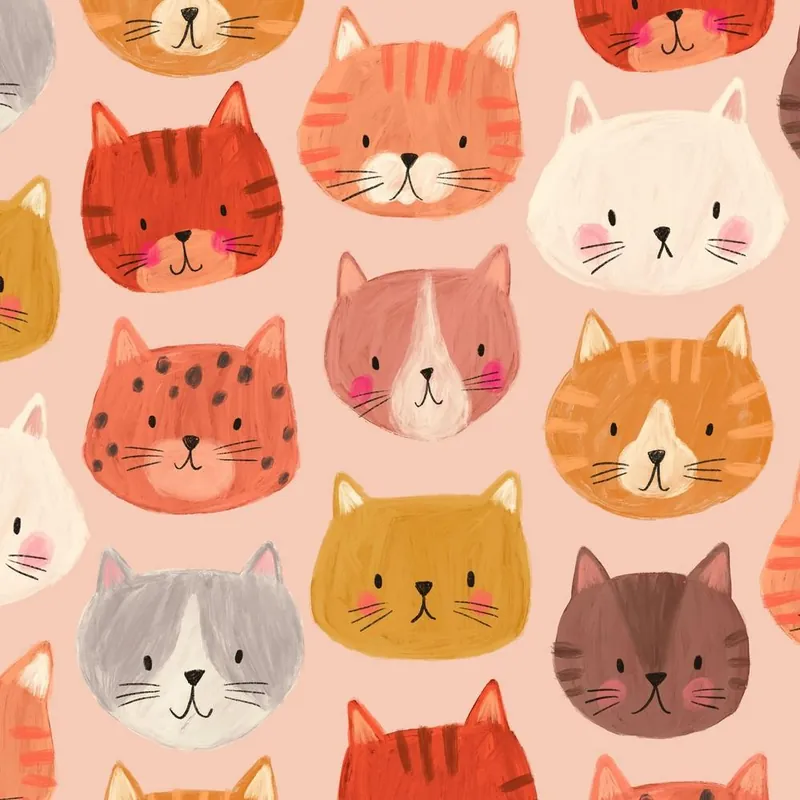 Meow Cats Pattern Square Premium