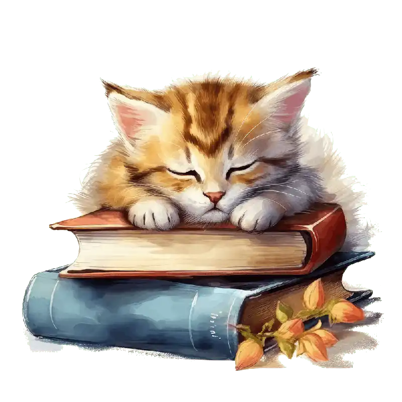 Time-Limited Cat Sleeping On Books 12