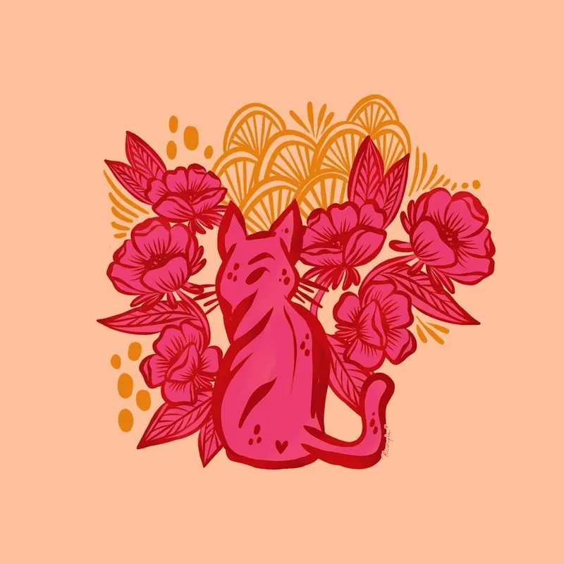 Low Price pink Cat With Flowers