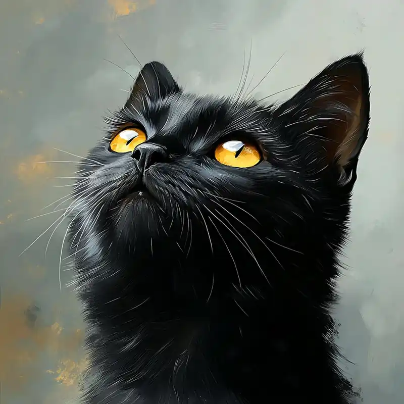 Get Yours Black Cat Serene Oil Painting 5