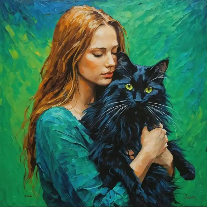 Crafted Girl With A Black Cat