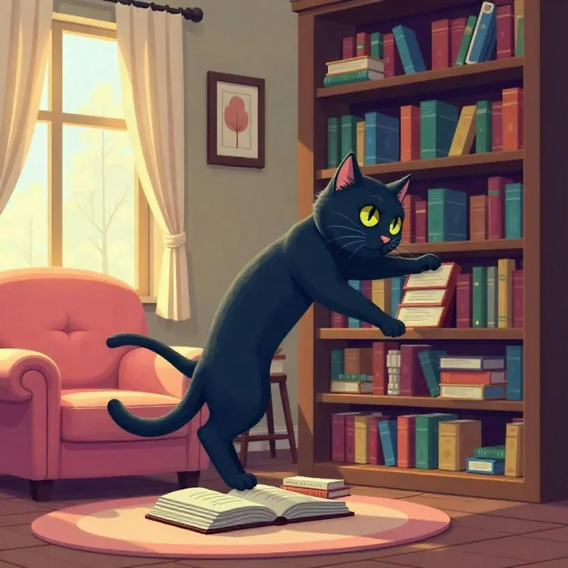 Cat Playing With Books Funny Cat (4) Free Shipping
