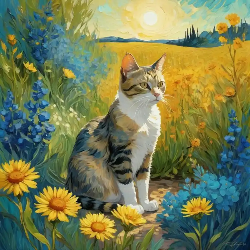 Free Shipping Cat and sunflowers 1