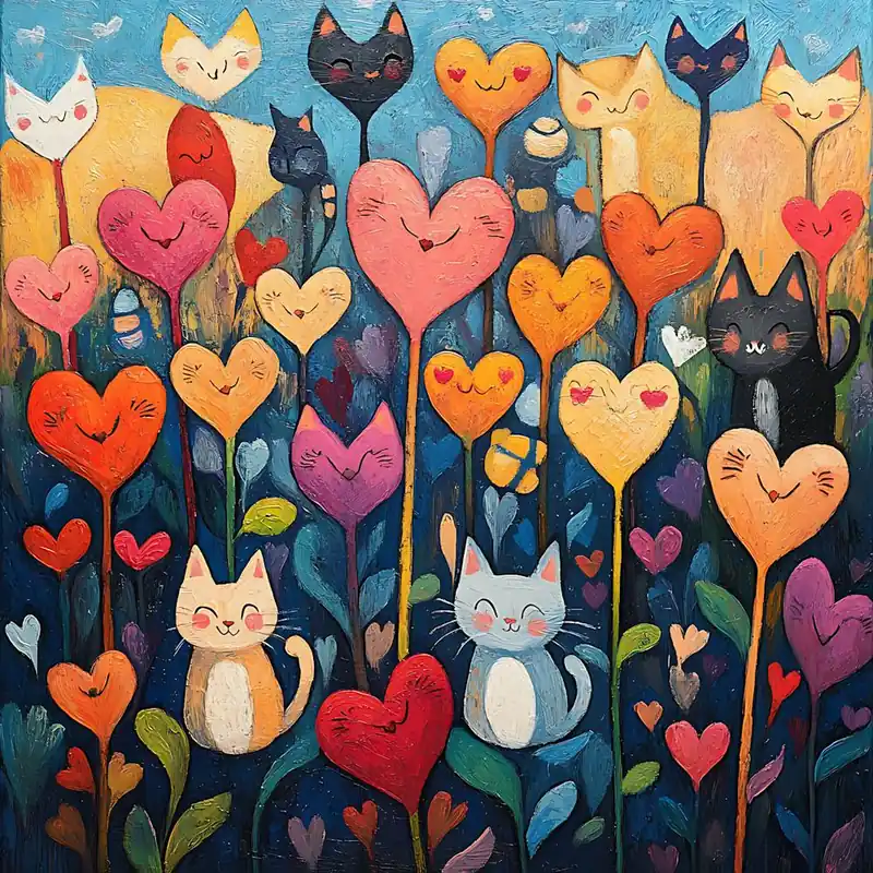 Direct From Manufacturer Abstract painting of a cat in a flower field 11