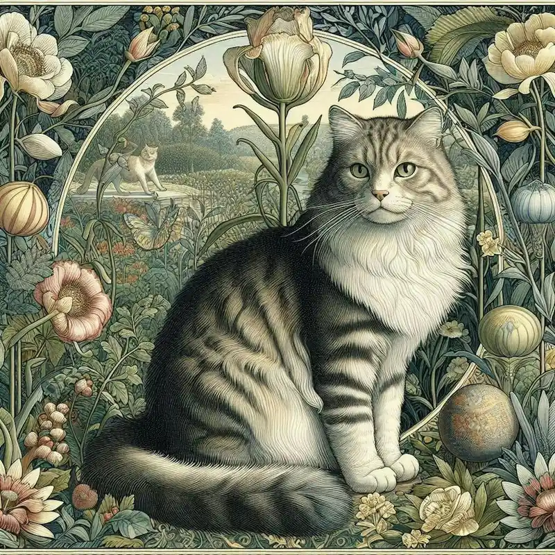 Authentic Cat In The Garden