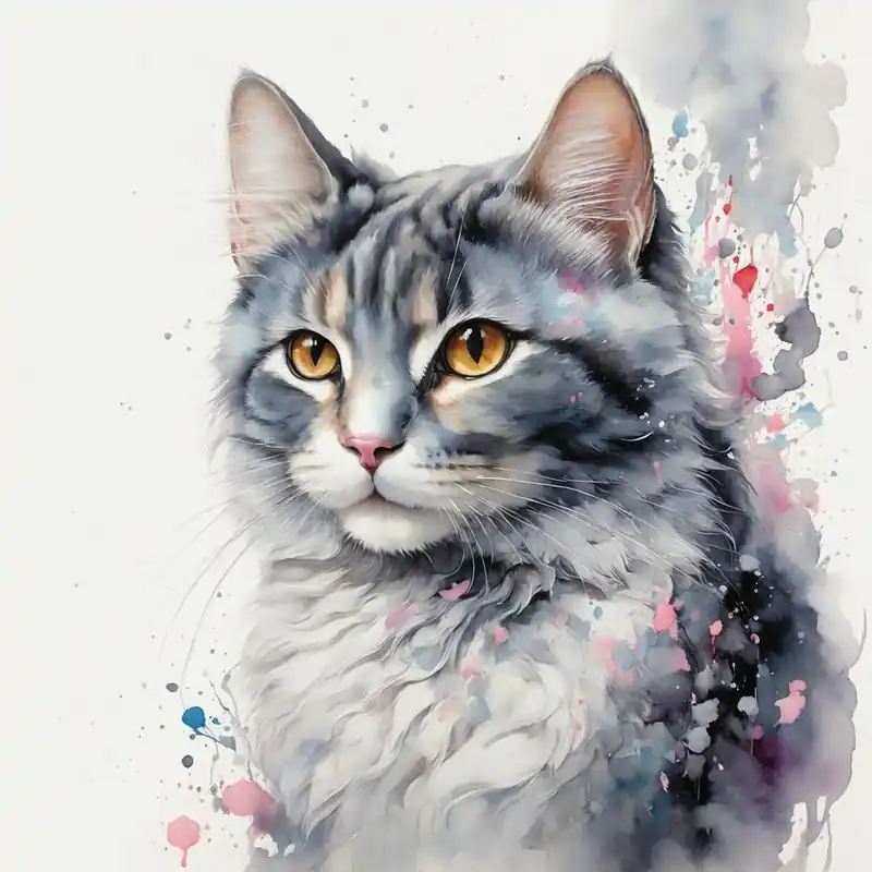 Watercolor Cat Painting Luxury