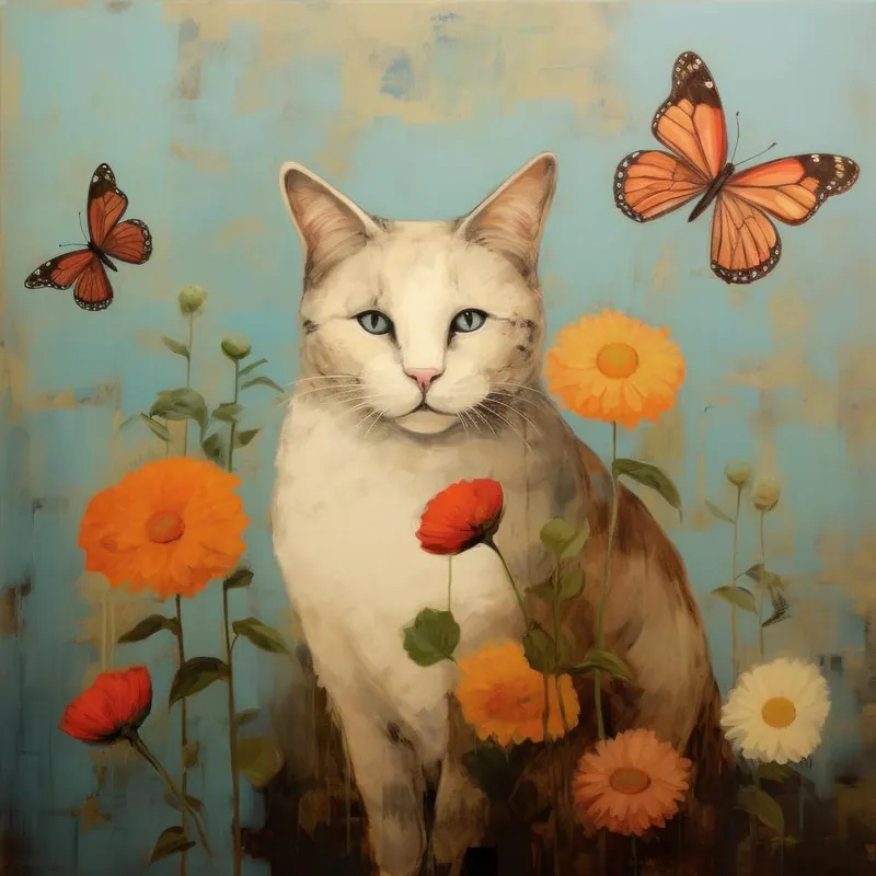 Warranty Included Cat With Butterflies