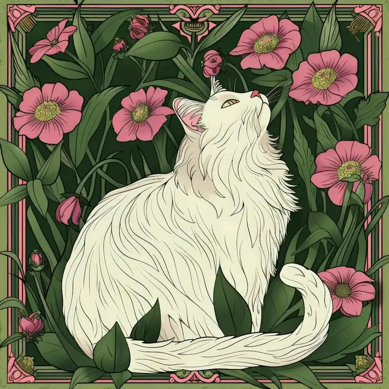 Super Sale White Cat In Flowers 6