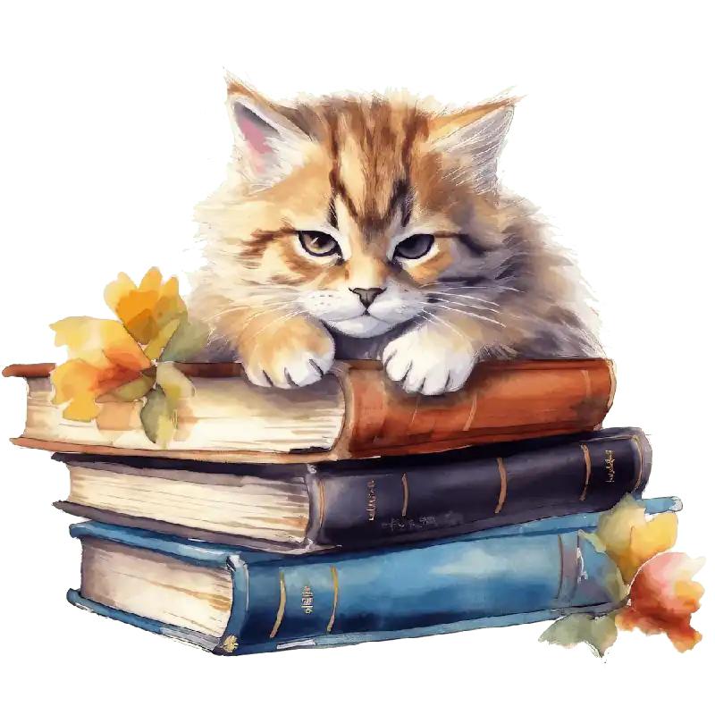 Cat Sleeping On Books 13 Money Back Guarantee