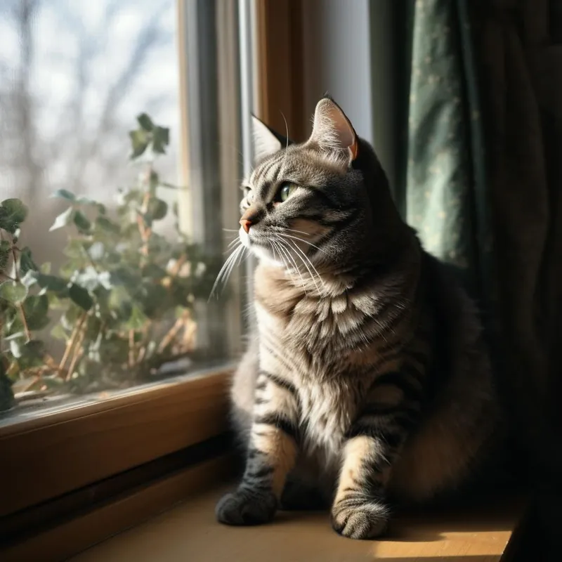 Cat Looking Out The Window Handmade