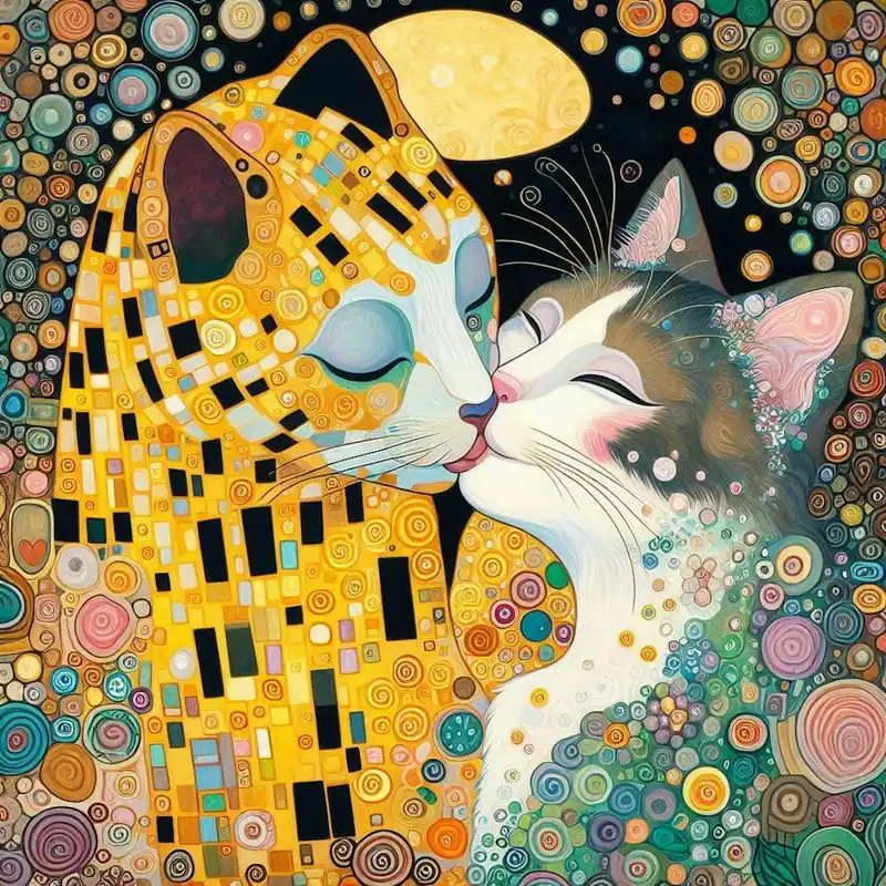 gustav klimt the Kiss with cats Clearance