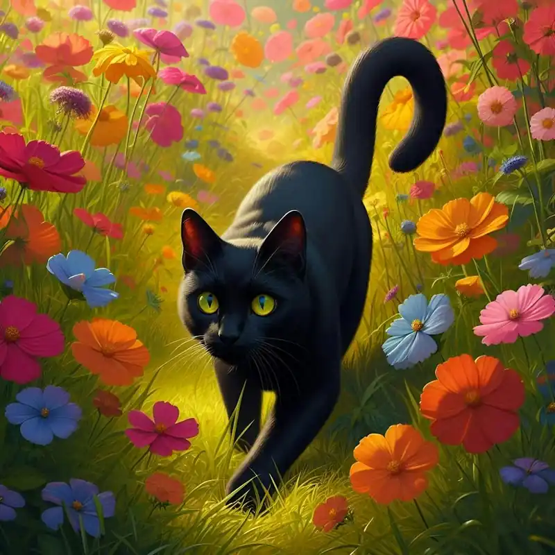 Modern Black Cat into The Garden 1