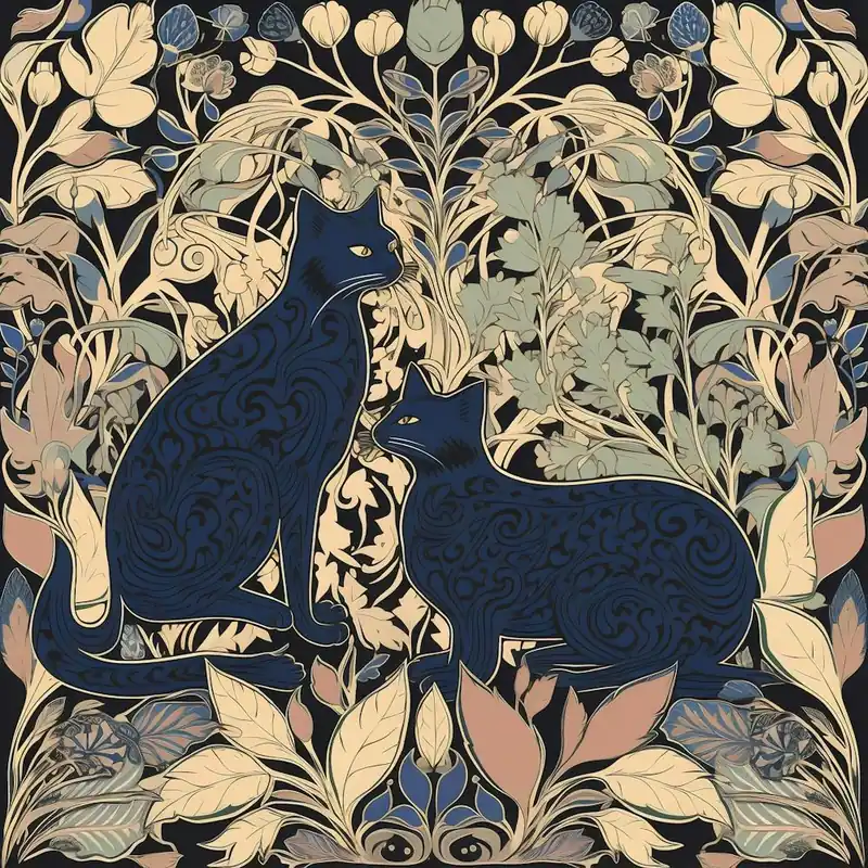 William Morris ClassicInspiredCats Blue Square Special Discount