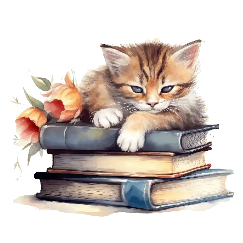 Same Day Shipping Cat Sleeping On Books 5