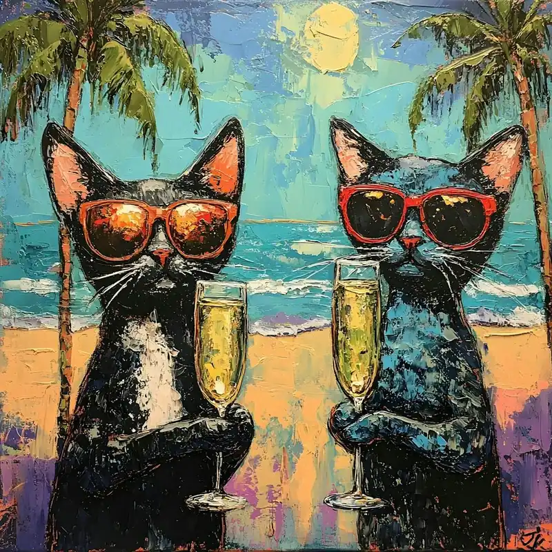 Fun Cats At The Beach 4 In Demand