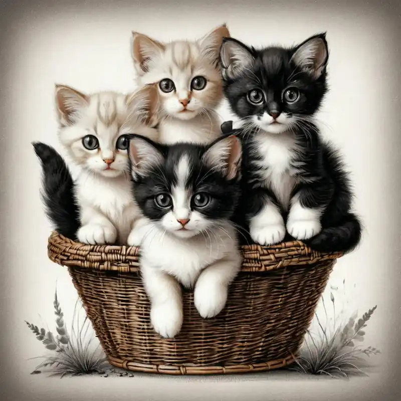 While Supplies Last Kittens In A Basket (Art Wall)