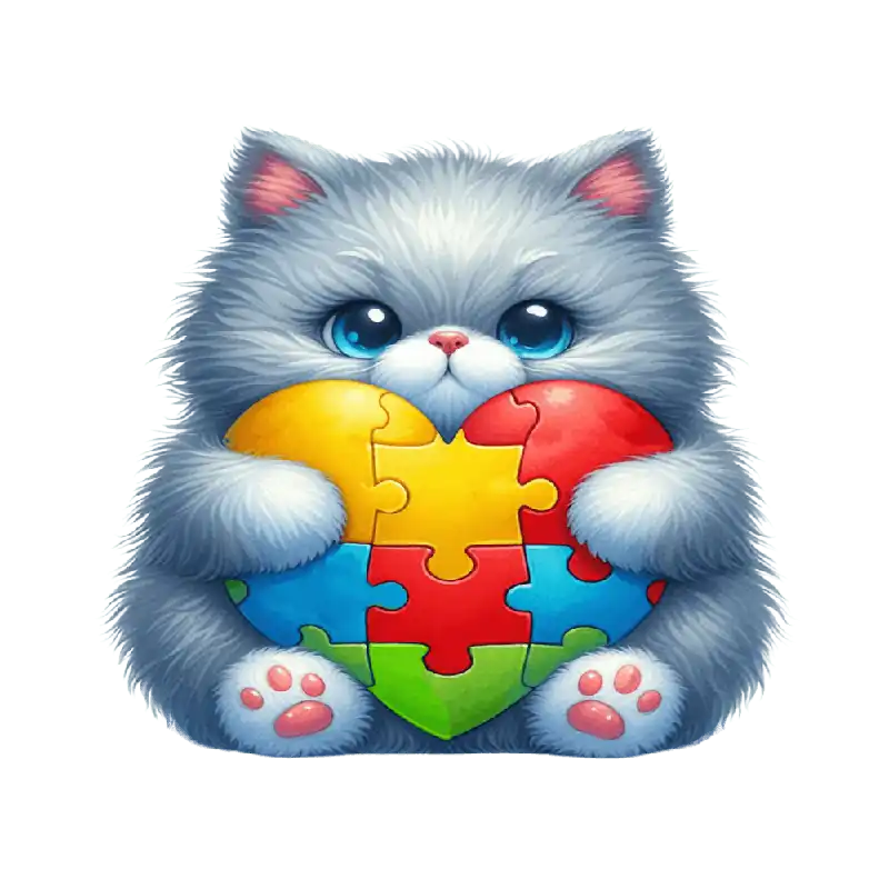 Luxury Autism Puzzle Piece Cat (Persian)