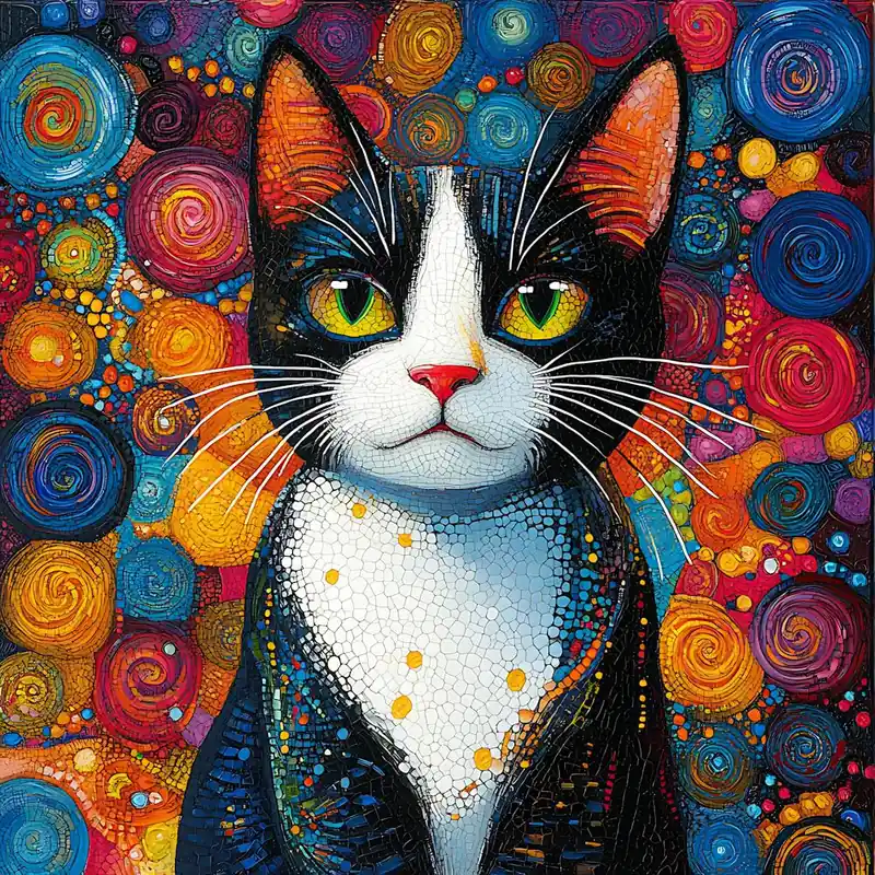 Cat Canvas Print Tuxedo Cat Colorful Viral