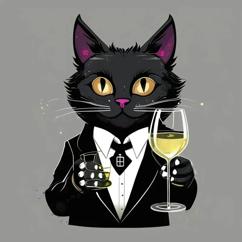 Cat In A Suit holding glass of wine 4 Express Delivery