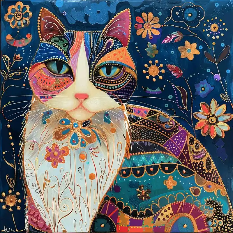 Patchwork Quilted Cat 1 Fresh Stock