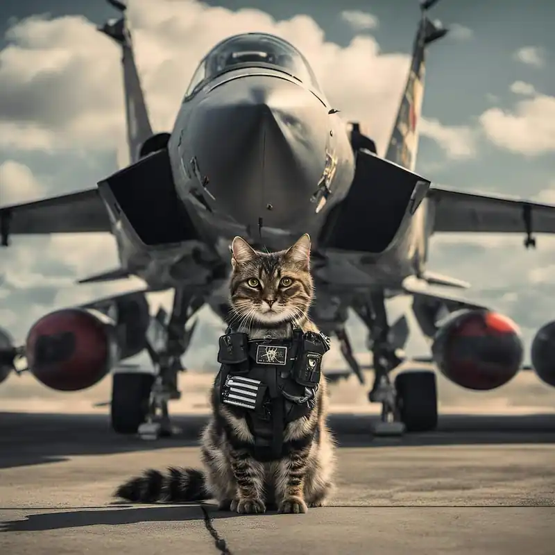 Cat fighter pilot Handmade