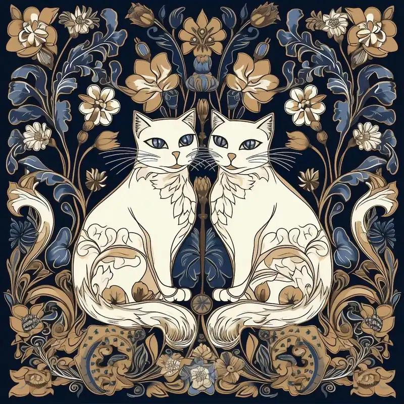 William MorrisInspiredClassic Cats Blue And Gold Square Order Now