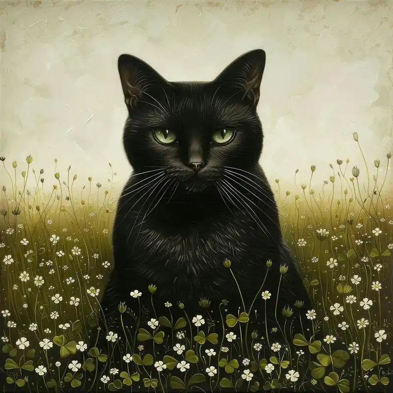 Warranty Included Black Cat In The Meadow 1
