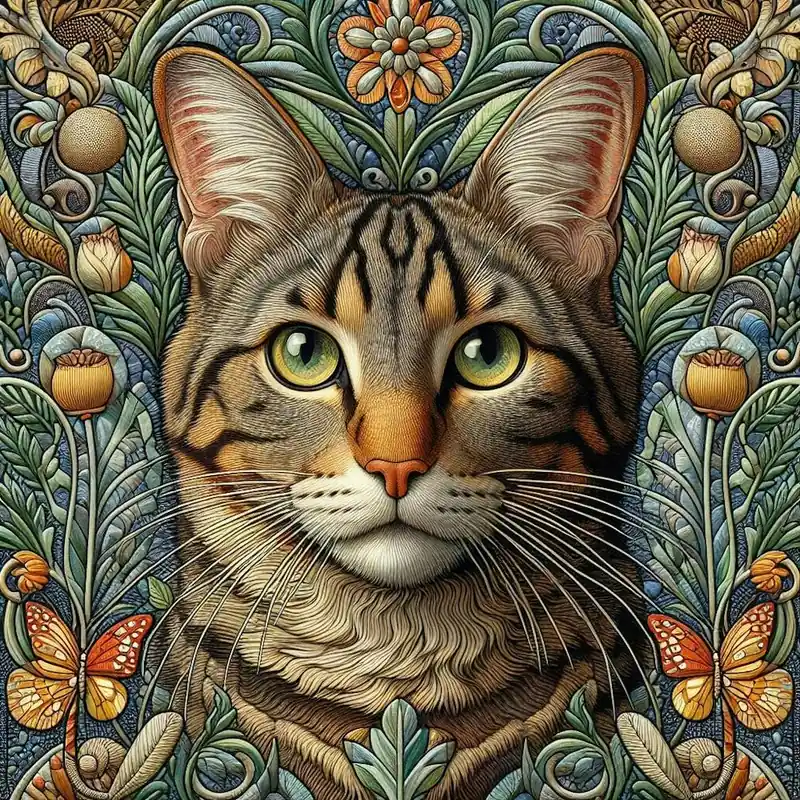 william morris Cat portriat Fresh Stock