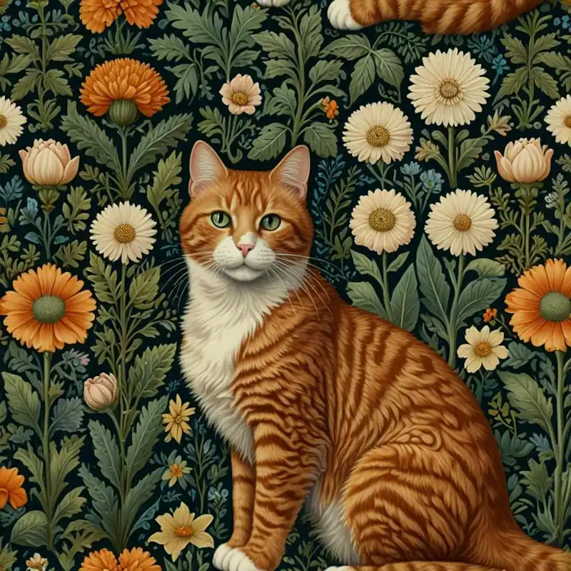 Low Price william morris Cat With Daisies