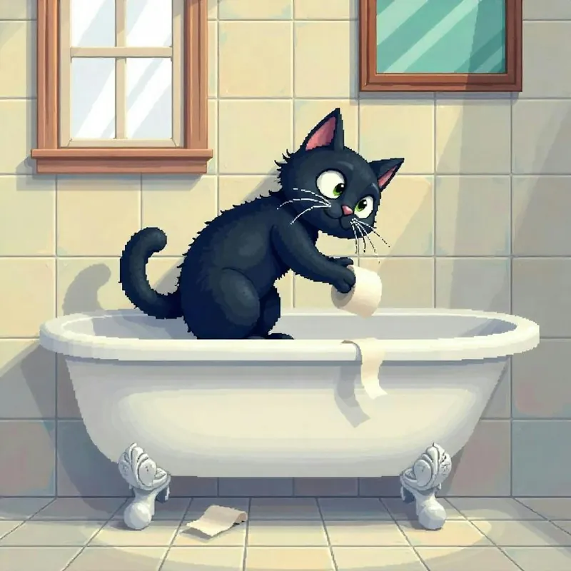 Wholesale Bathroom Black Cat Toilet Paper Print Funny (2)