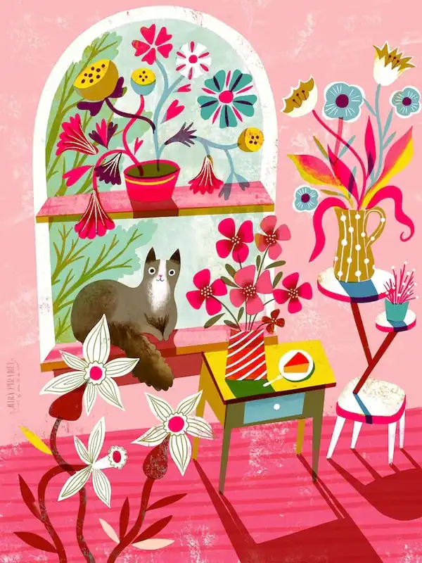 Certified Pink Room With Plants And Cat