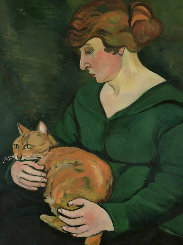 One Day Deal Woman With A Cat, Vintage Woman Portrait