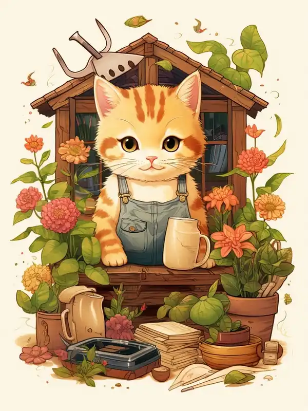 Special Offer Kawaii Cat Drawings Gardening 2