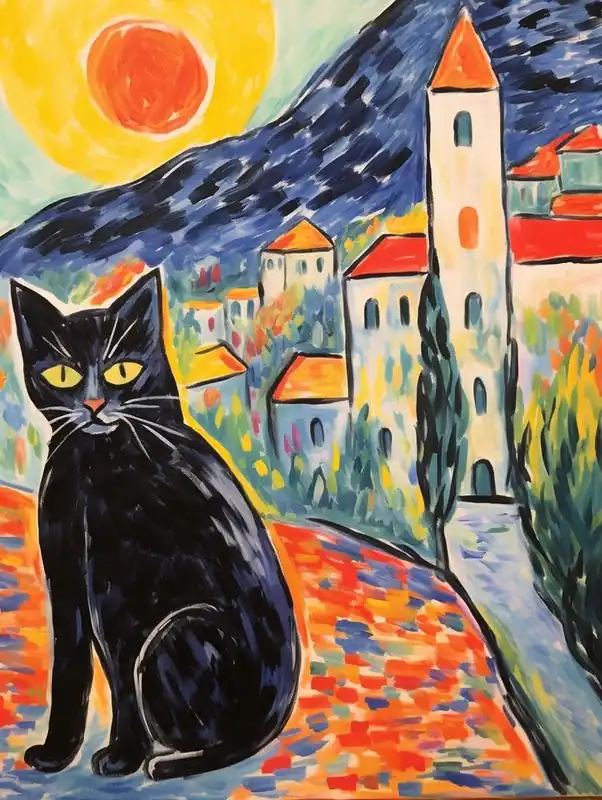 Seasonal Sale Painting Of A Cat In Gubbio Italy 1