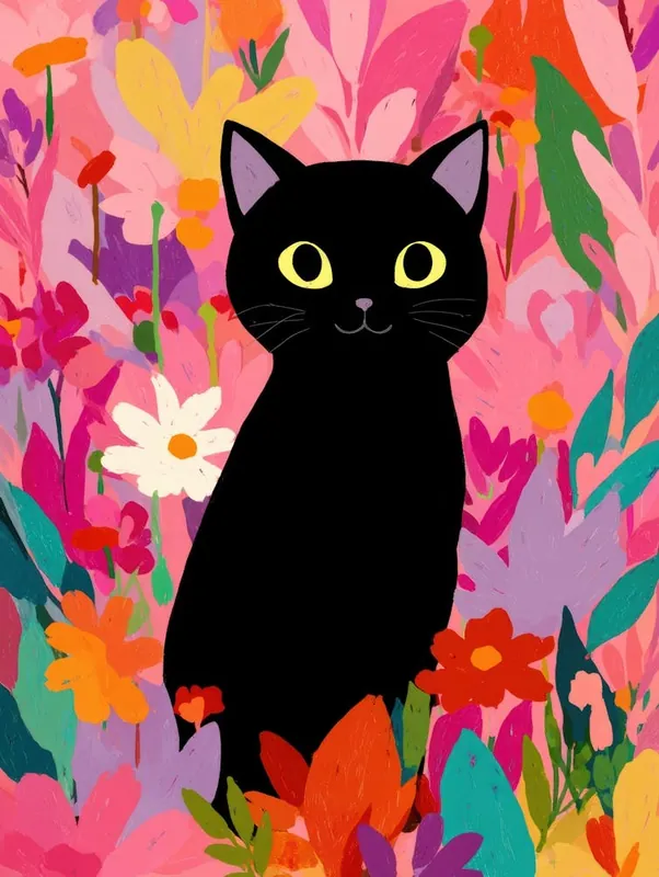Exclusive Offer Black Cat In Flowers 18