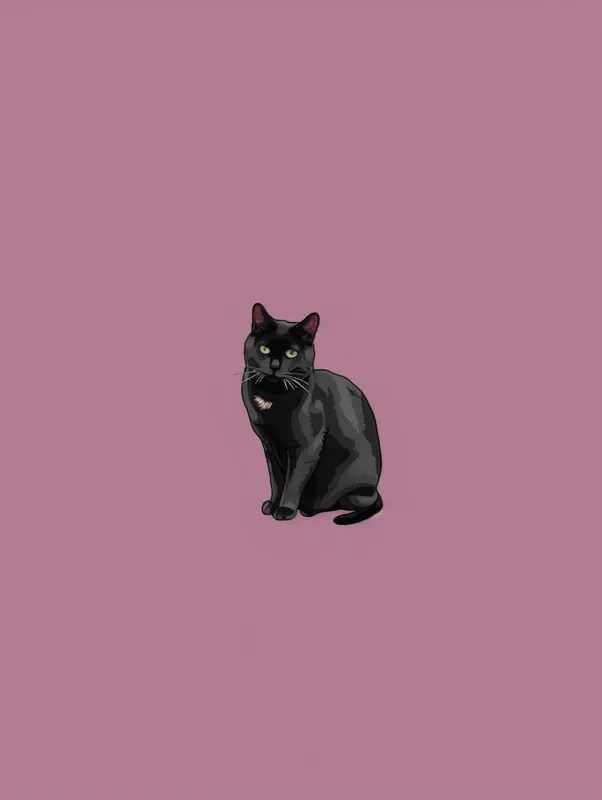 Final Sale Black Cat On A Purple Background