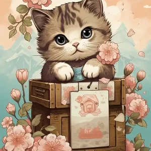 Super Sale Kawaii Cat Drawings Collecting Stamps 1