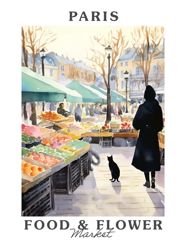 Price Cut Food Market With Cats In Paris 3 Poster