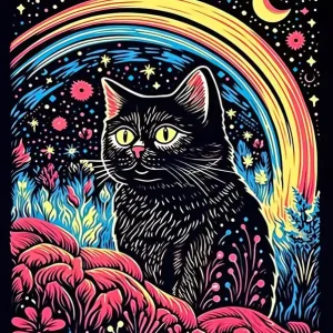 Stellar Purrnova, Psychedelic Cats series Same Day Shipping