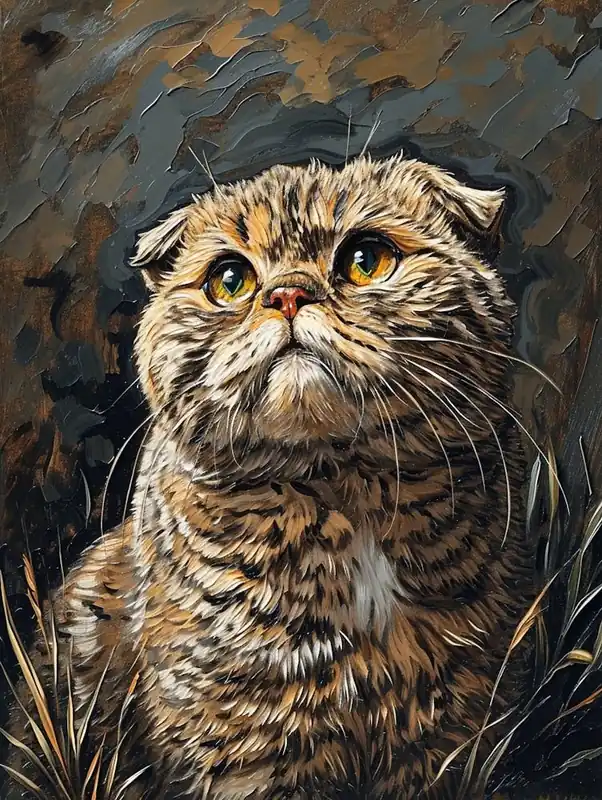 Scottish Fold Cat Relief Illustration 4 Direct From Factory