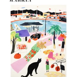 The Food Market In Copenhagen 6 Illustration Poster Limited Offer