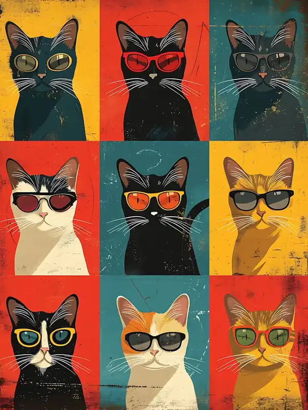 Place Order Beautiful Painting Funky Cats 17
