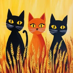 Top Rated Three Cats In A Wheat Field